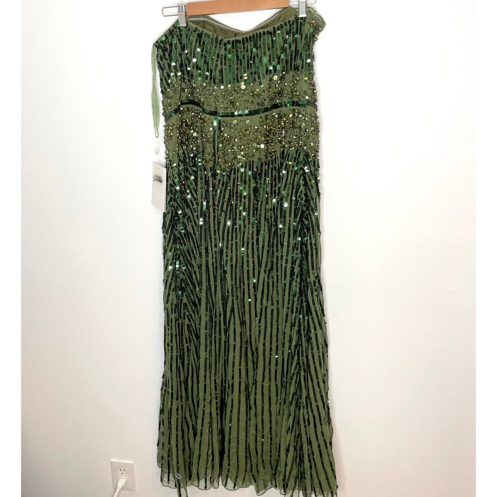 Mac Duggal Strapless Hand Embellished Beaded A Line Gown In Emerald 93915 14 New - Picture 7 of 15